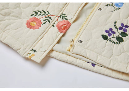 Sweet Jane Embroidery Cotton Quilted Coat & Skirt set