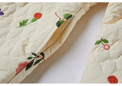 Sweet Jane Embroidery Cotton Quilted Coat & Skirt set