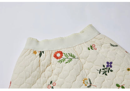Sweet Jane Embroidery Cotton Quilted Coat & Skirt set