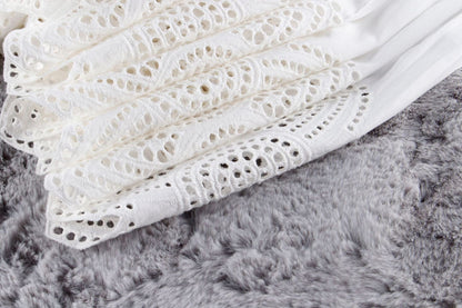 Annie's Eyelet Lace White Dress, Cotton - Modestly Yours